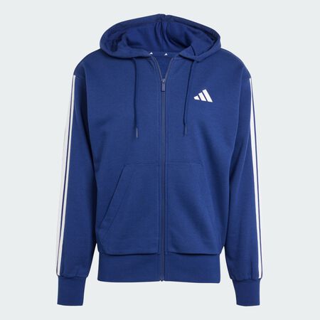 ADIDAS ORIGINALS Essentials 3-Stripes French Terry Full-Zip Hoodie Dark Blue / White MEN