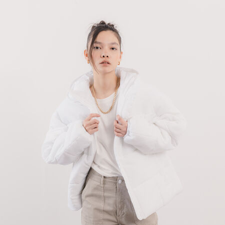 NIKE PUFFER JACKET WHITE/BLACK WOMEN