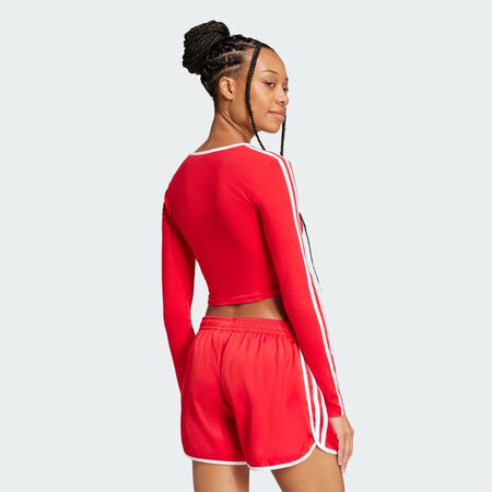 ADIDAS ORIGINALS T-shirt court manches longues Adicolor 3 bandes Better Scarlet FEMME