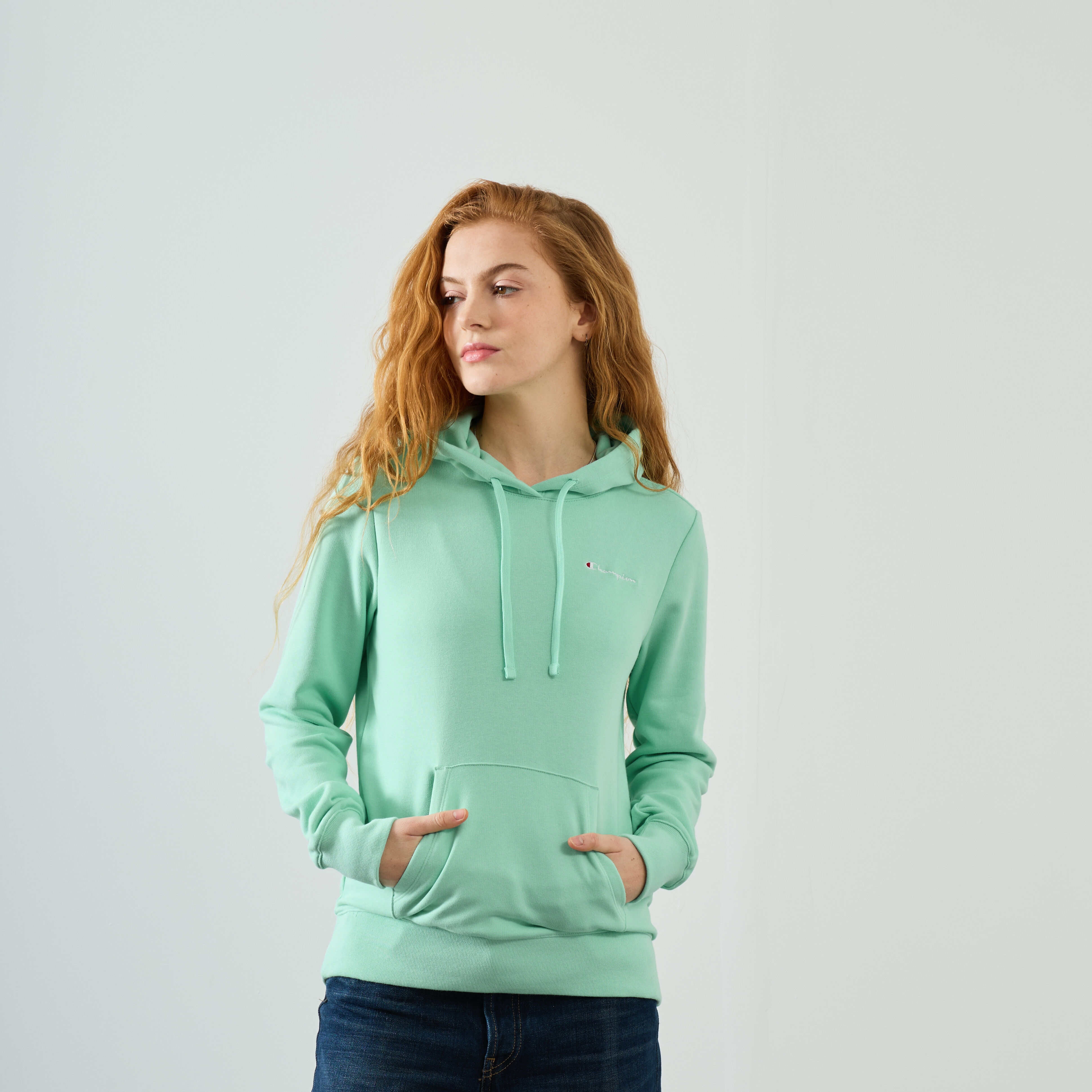 Green women's champion hoodie top
