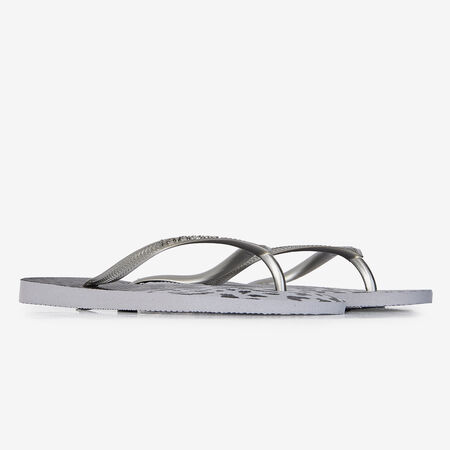HAVAIANAS SLIM ANIMALS ARGENT/NOIR FEMME