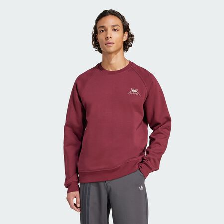 ADIDAS ORIGINALS Winter Resort Mountain Graphic Fleece Crewneck Sweatshirt Shadow Red MEN