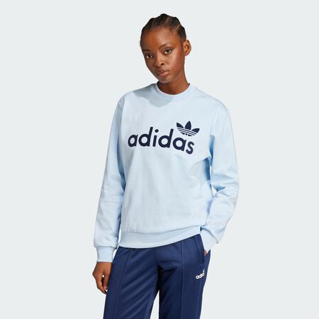 ADIDAS ORIGINALS Pinstripe Graphic Sweatshirt Clear Sky / Off White WOMEN