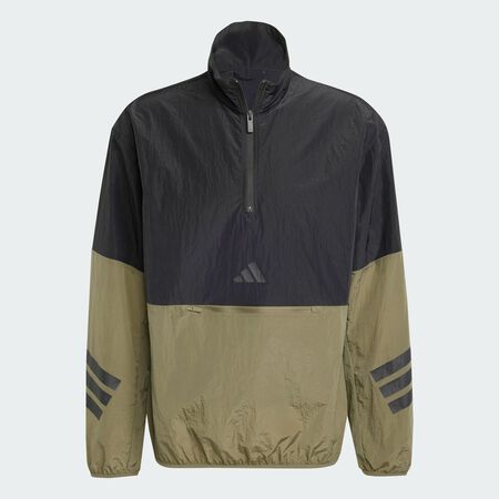 ADIDAS SPORTSWEAR Future Icons 3-Stripes Woven Half-Zip Sweatshirt Olive Strata MEN