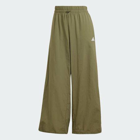 ADIDAS SPORTSWEAR Essentials 3-Stripes Lifestyle Woven Parachute Pants Olive Strata / White WOMEN