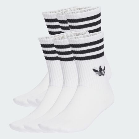ADIDAS ORIGINALS 3-Stripes Crew Socks 6 Pairs White UNISEX