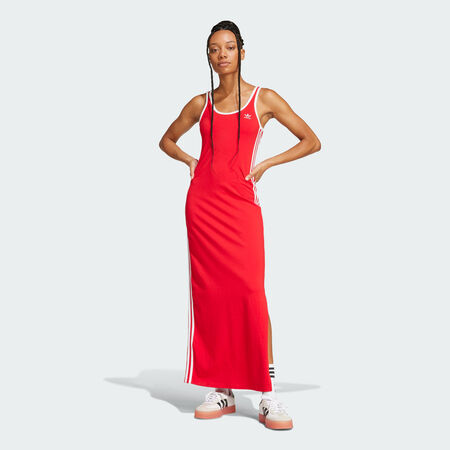ADIDAS ORIGINALS Adicolor 3-Stripes Tank Maxi Dress Better Scarlet / White WOMEN