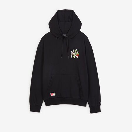 NEW ERA HOODIE NY YANKEES FLORAL EMBRO LOGO BLACK/WHITE MEN