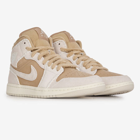 JORDAN AIR JORDAN 1 MID FUR MARRON/BEIGE FEMME