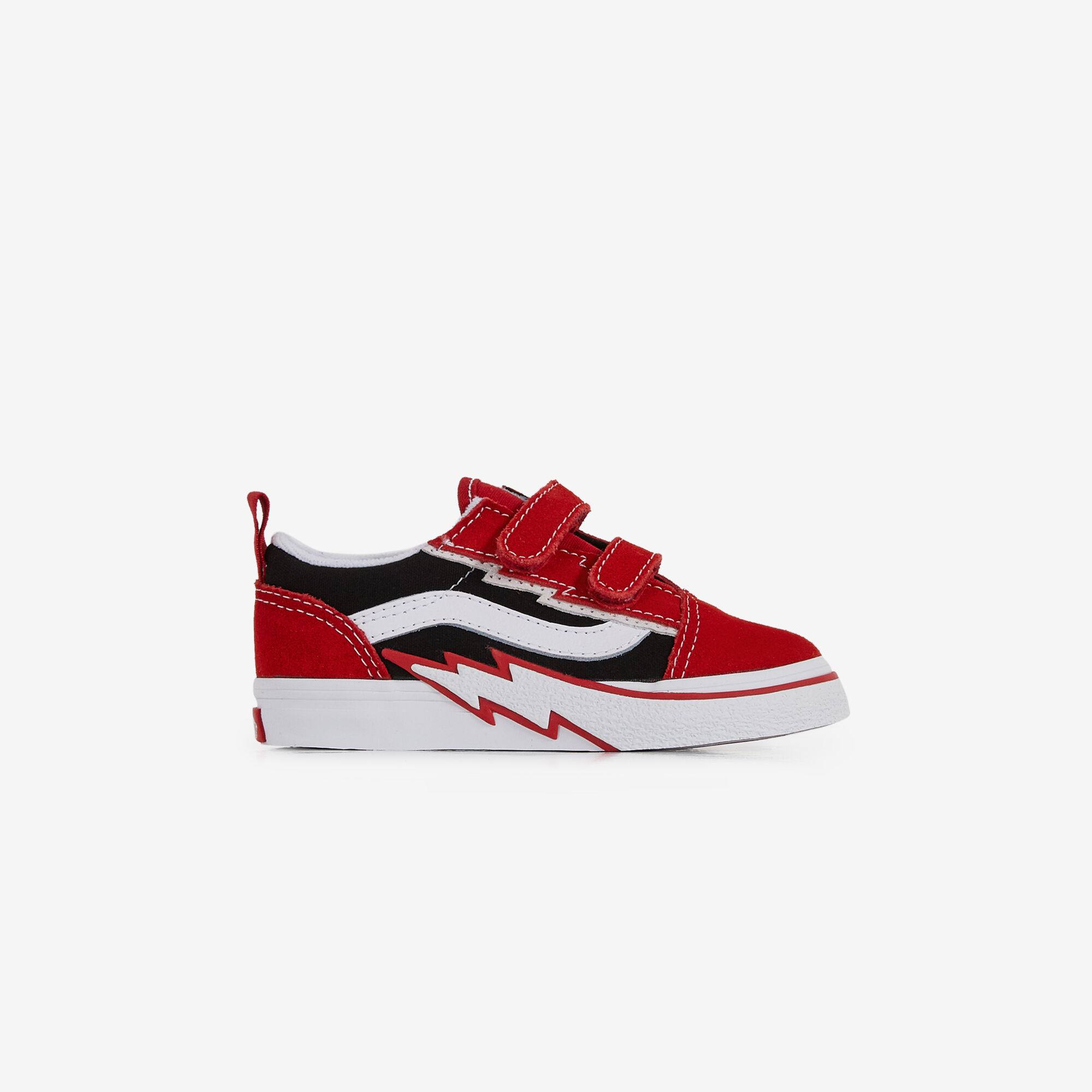 Black and hotsell red velcro vans