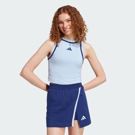 ADIDAS SPORTSWEAR Essentials Color-Pop Cotton Crop Tank Top Glow Blue WOMEN