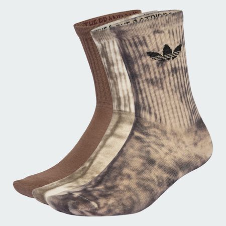 ADIDAS ORIGINALS Tie Dye Crew Socks 3 Pairs Utility Black / Off White / Earth Strata UNISEX