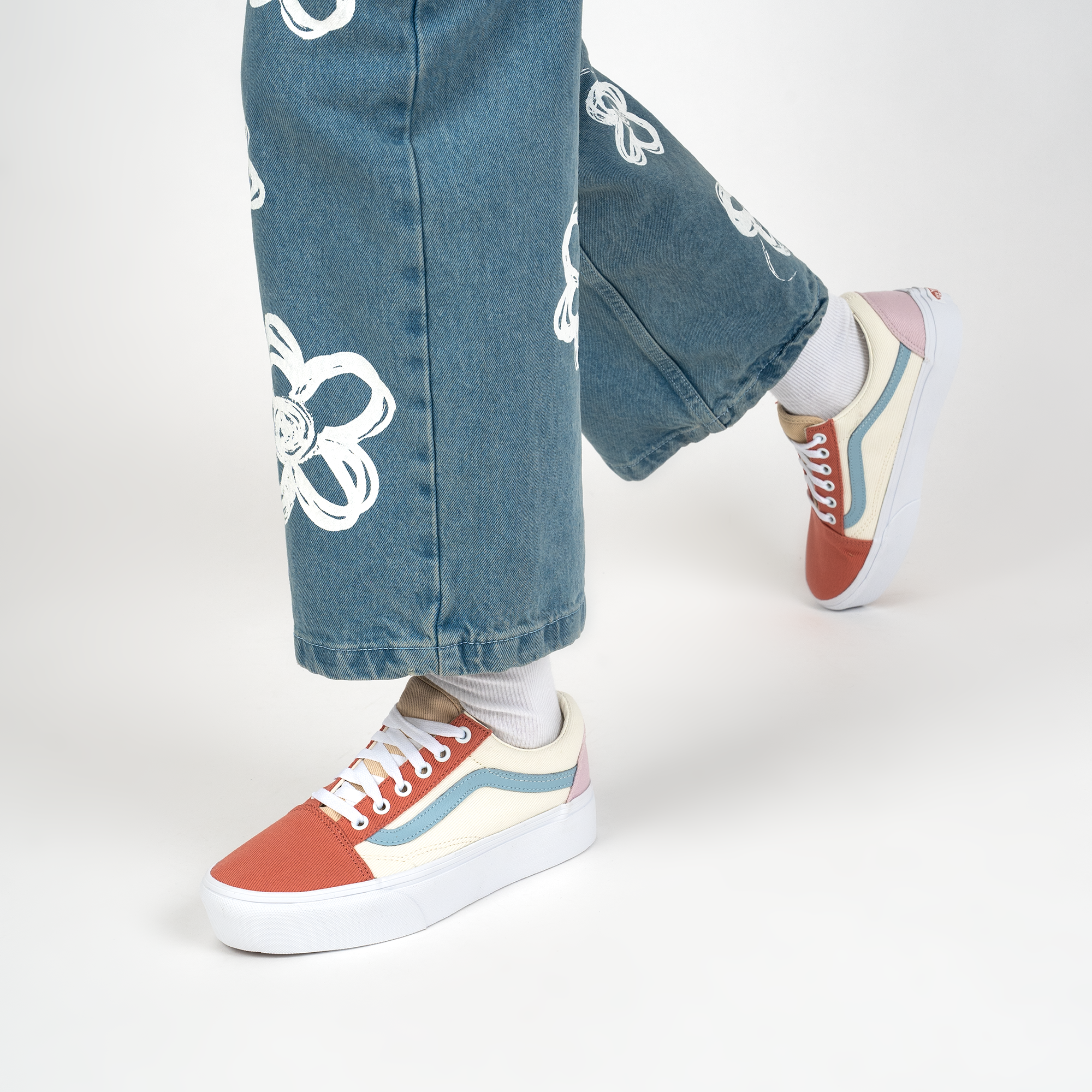 vans old skool platform bleu