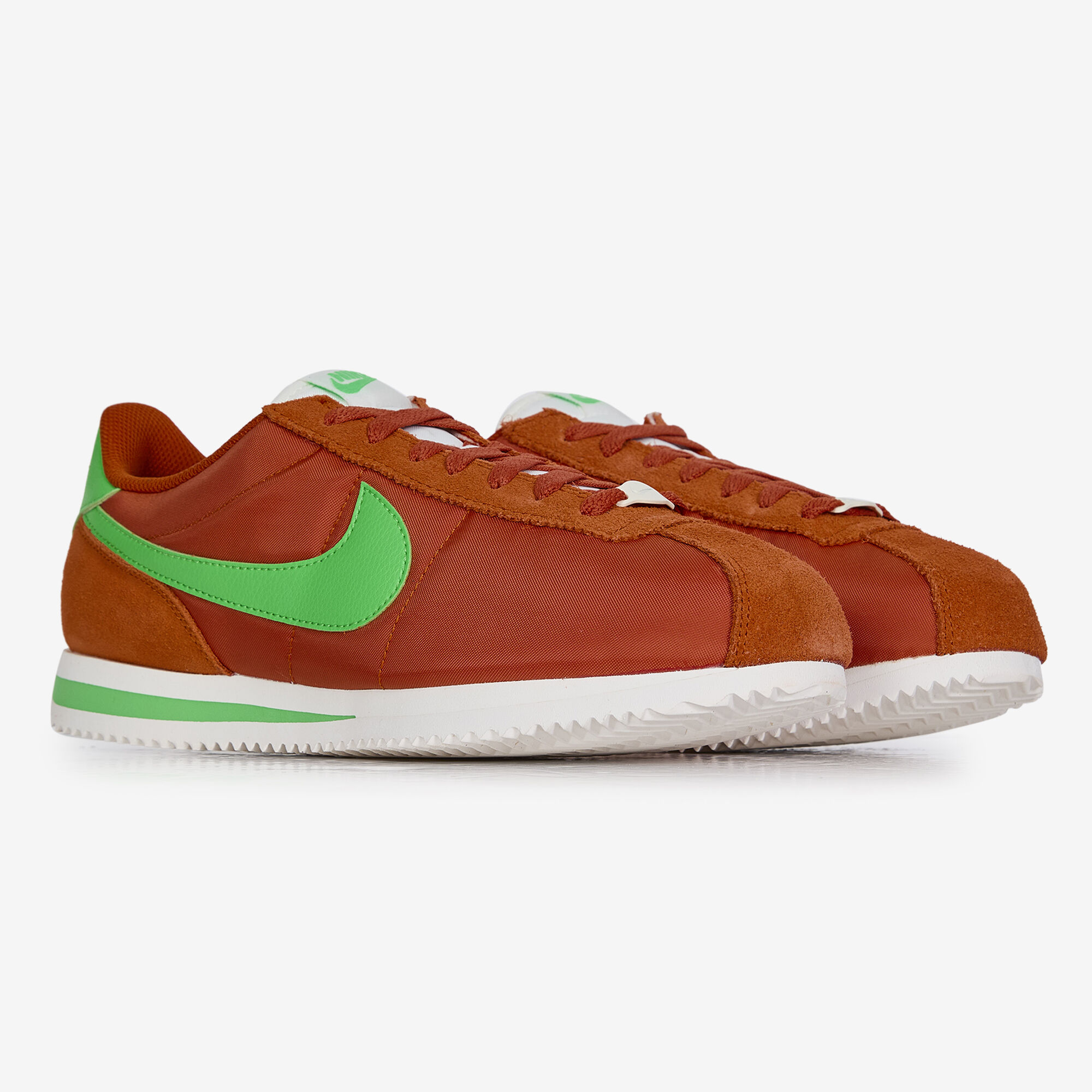 NIKE CORTEZ NYLON SNEAKERS HOMME VERT/ORANGE LACETS