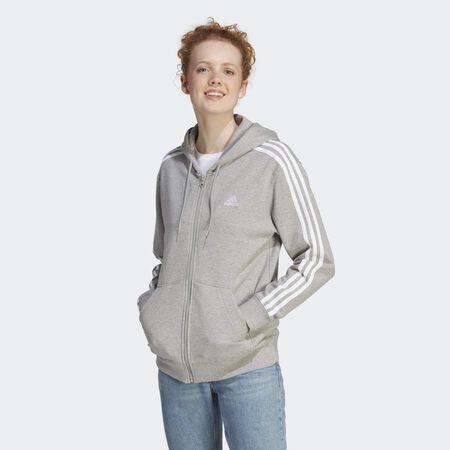 ADIDAS SPORTSWEAR Essentials 3-Stripes French Terry Regular Full-Zip Hoodie Medium Grey Heather WOMEN