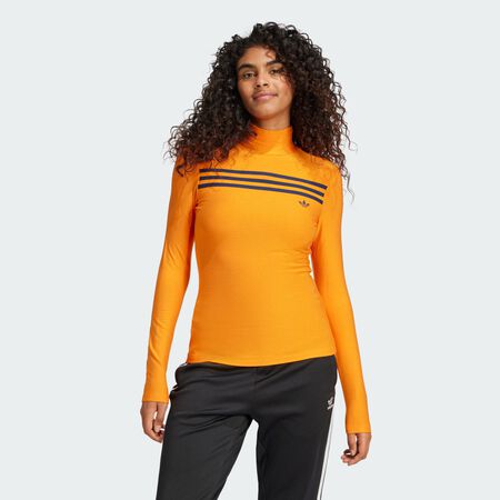 ADIDAS ORIGINALS 70s Long Sleeve 3-Stripes Tee Unity Orange WOMEN