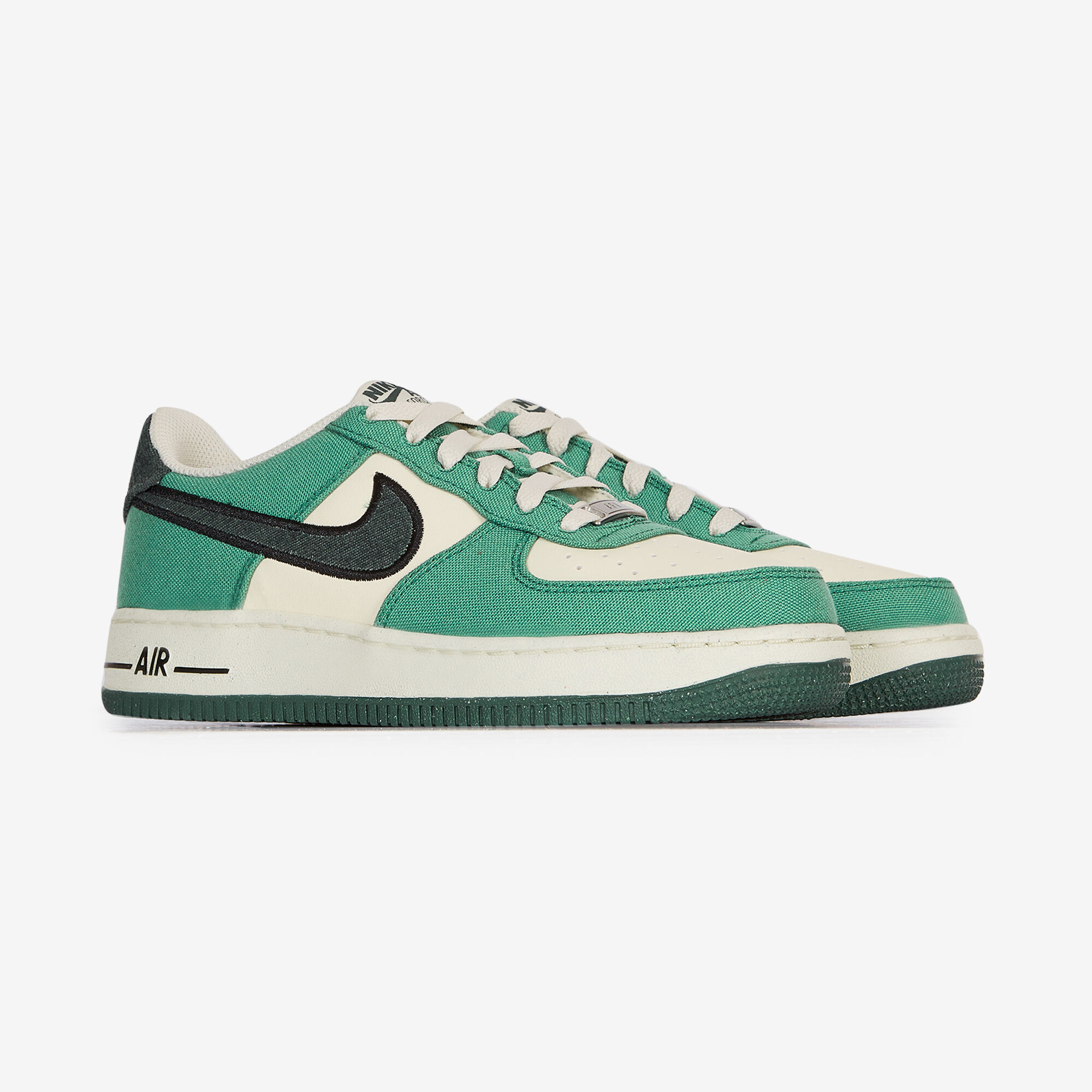 NIKE AIR FORCE 1 LOW SNEAKERS ENFANT VERT BEIGE LACETS Courir