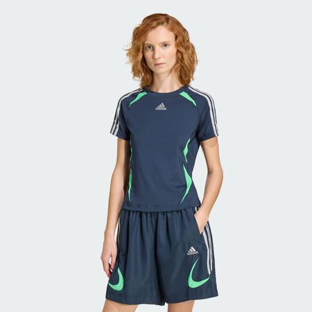 ADIDAS ORIGINALS TEAMGEIST TEE Aurora Ink / Semi Screaming Green / Grey Two WOMEN