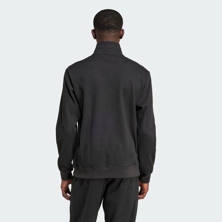 ADIDAS ORIGINALS Trefoil Essentials Waffle 1/2 Zip Sweatshirt Black MEN