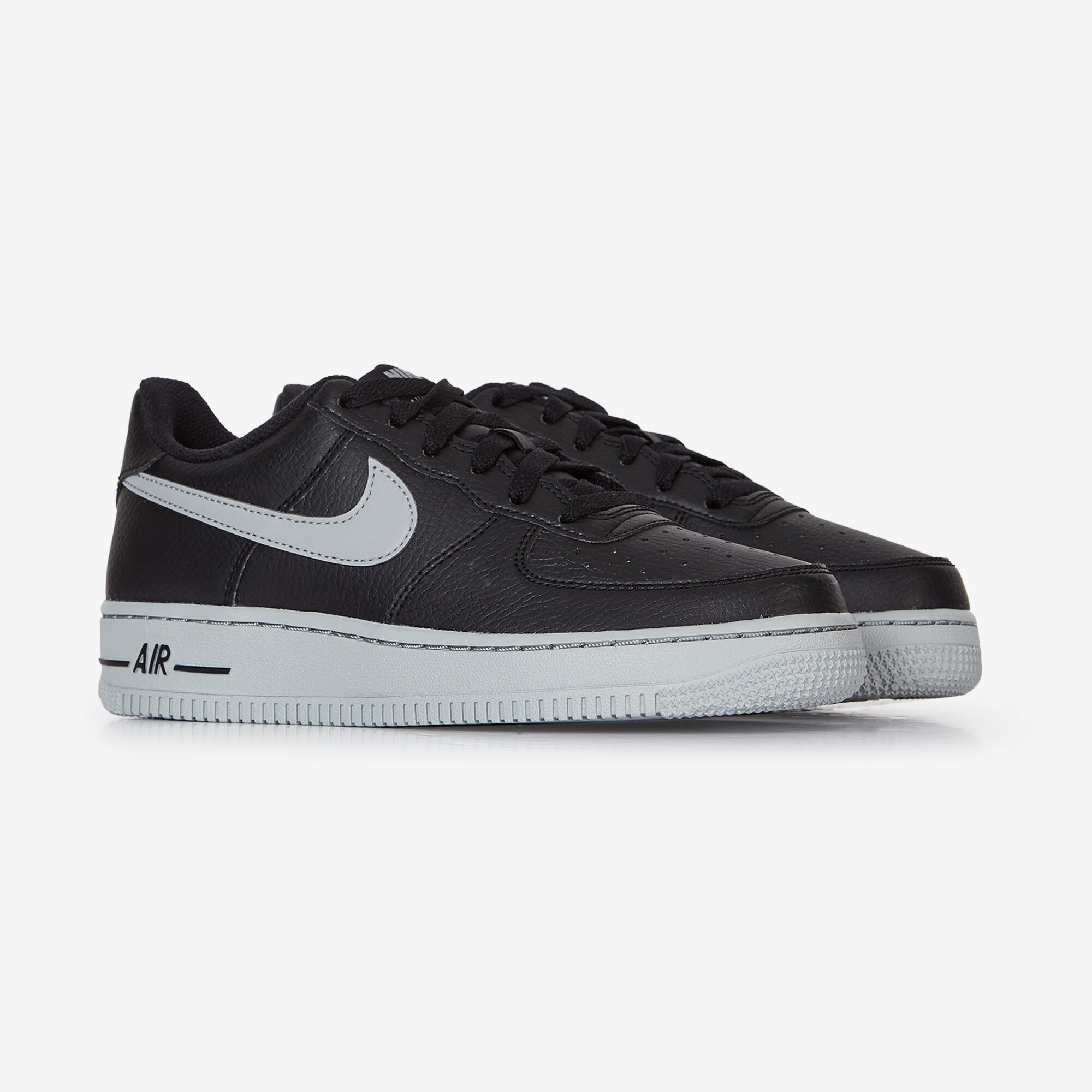 NIKE AIR FORCE 1 LOW SNEAKERS ENFANT NOIR ARGENT LACETS Courir