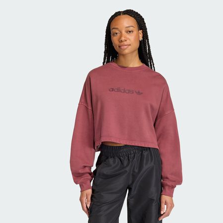 ADIDAS ORIGINALS SWEAT-SHIRT ESSENTIALS LINEAR CROPPED Maroon FEMME