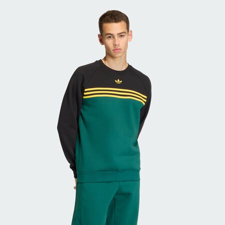 ADIDAS ORIGINALS SWEAT-SHIRT CHEST STRIPES CREWNECK Collegiate Green / Black HOMME