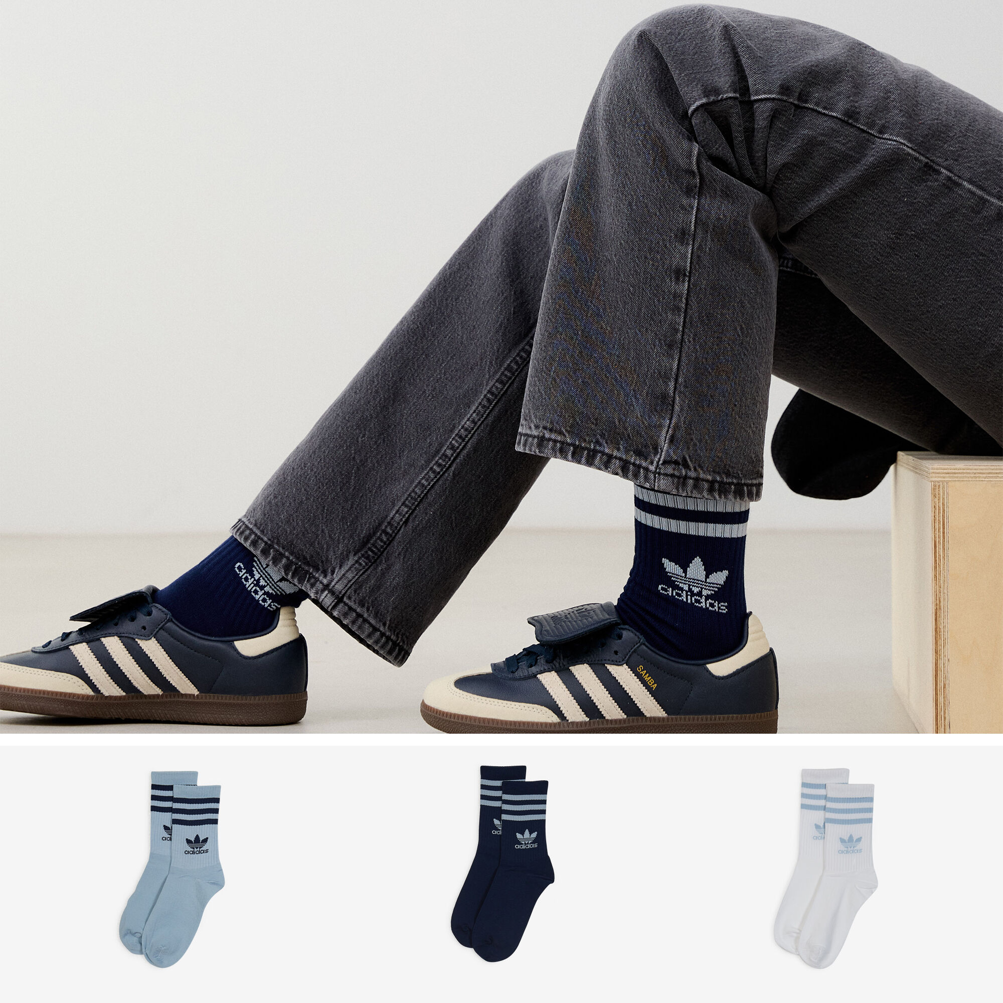 Chaussettes X3 Mid Cut Crew Trefoil Bleu/marine