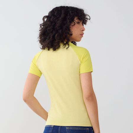 ADIDAS ORIGINALS TEE SHIRT SLIM 3 STRIPES JAUNE FEMME