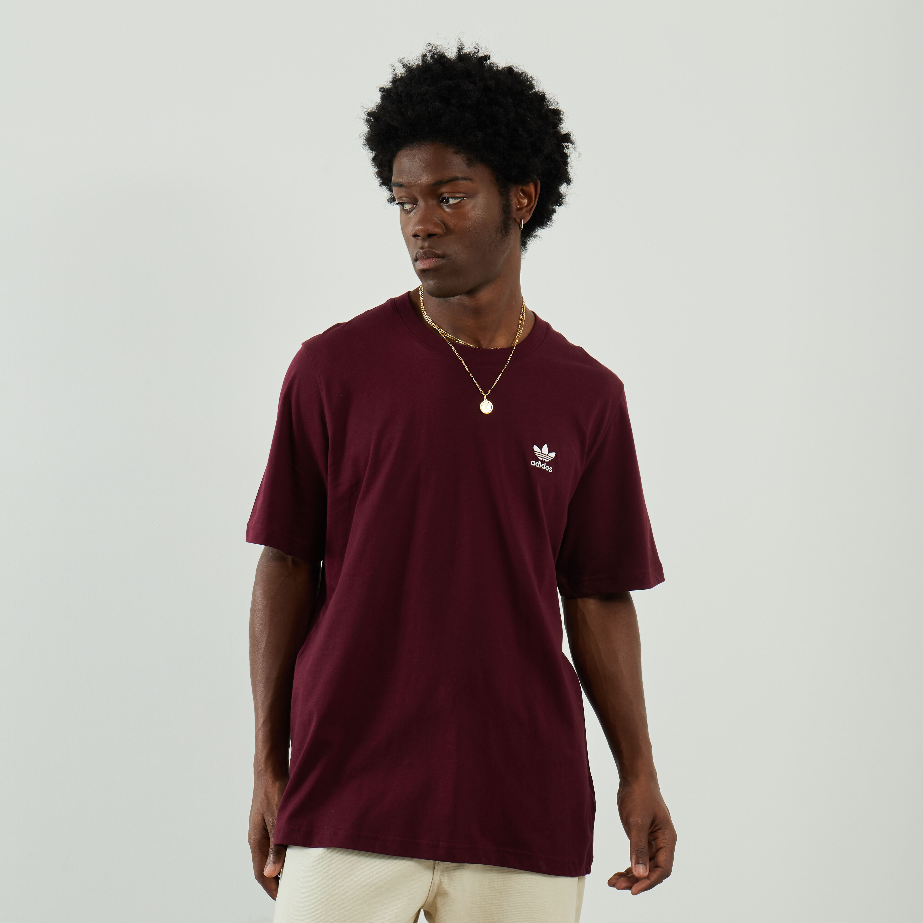 Adidas burgundy 3 stripe t shirt store