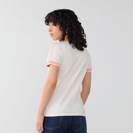 ADIDAS ORIGINALS TEE SHIRT SLIM BADGE 3 STRIPES WHITE/RED WOMEN