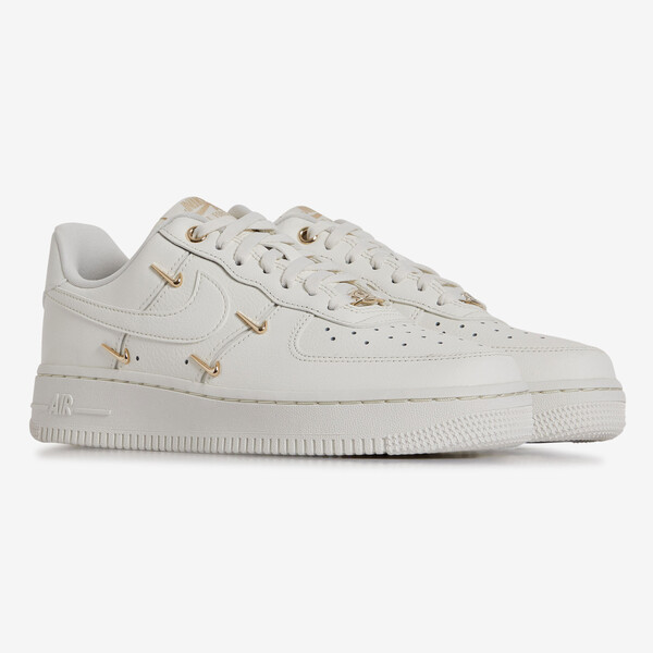 NIKE AIR FORCE LOW METAL MINI SWOOSH BEIGE/GOLD SNEAKERS WOMEN