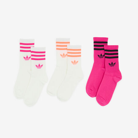 ADIDAS ORIGINALS CHAUSSETTES X3 CREW 3 STRIPES BLANC/NOIR BEIGE/PINK MEN