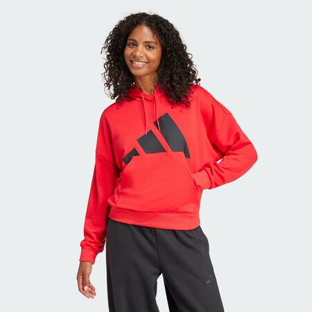 ADIDAS SPORTSWEAR Essentials Big Logo French Terry Loose Hoodie Pure Ruby / Black WOMEN