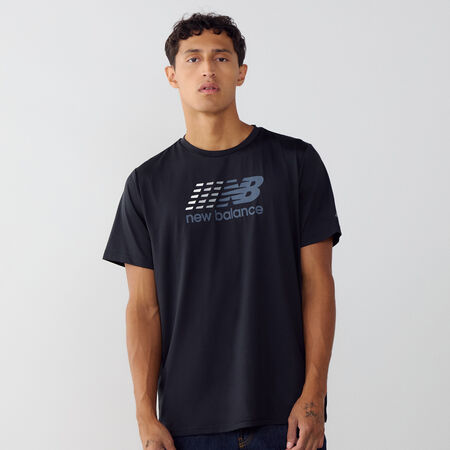 NEW BALANCE TEE SHIRT BIG LOGO NOIR/BLANC HOMME