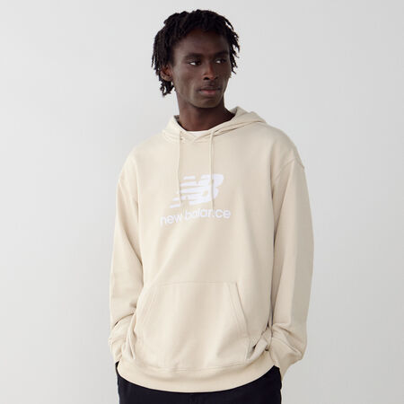 NEW BALANCE HOODIE BIG LOGO FT BEIGE/WHITE MEN