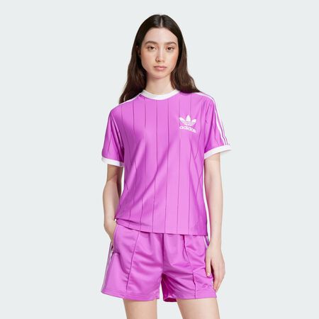 ADIDAS ORIGINALS Adicolor 3-Stripes Pinstripe Tee Purple Burst WOMEN