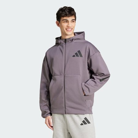 ADIDAS ORIGINALS Z.N.E. Full-Zip Hooded Track Jacket Grey Strata MEN