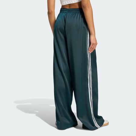 ADIDAS ORIGINALS Adicolor Satin Wide Leg Track Pants Aurora Ivy / White WOMEN