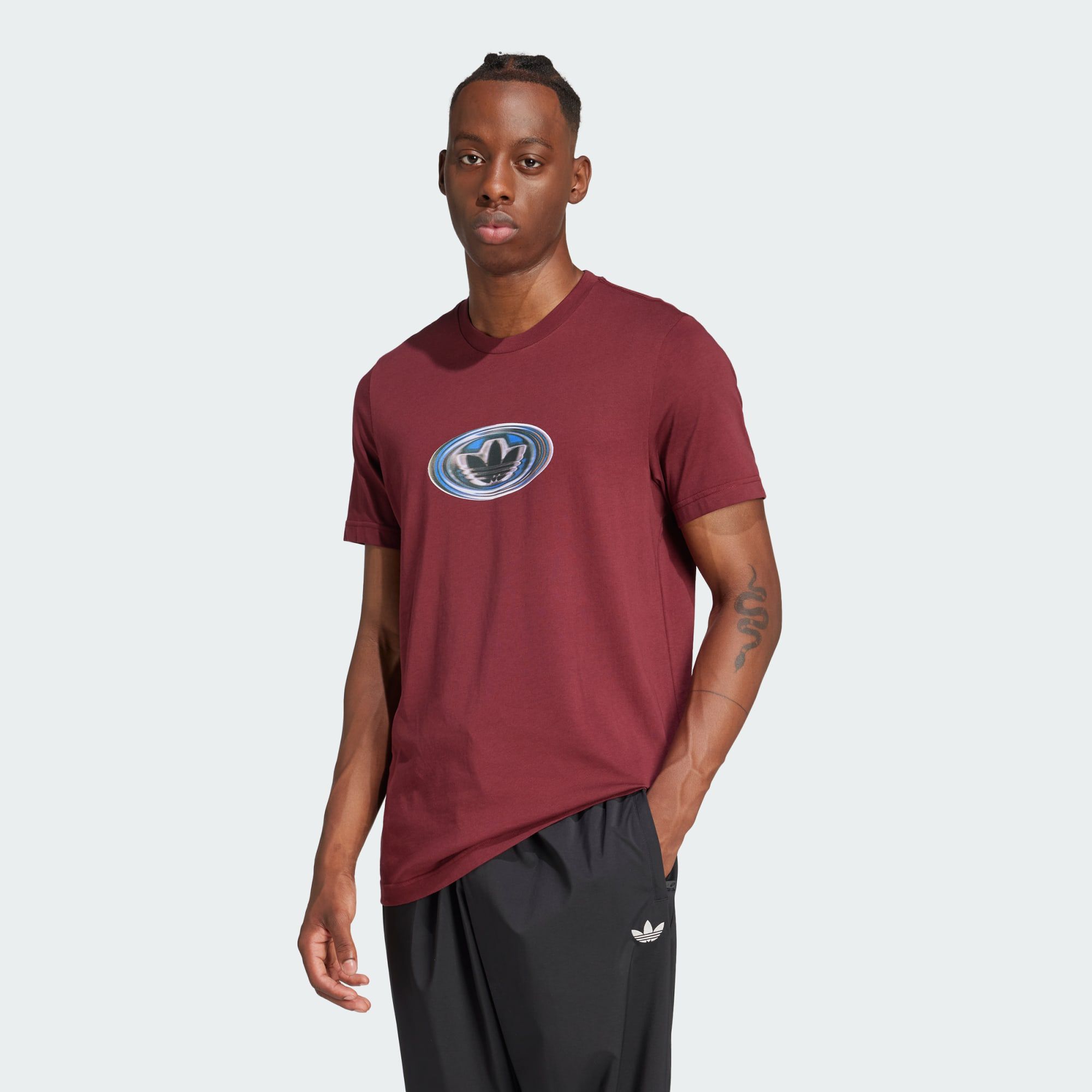 Mens burgundy adidas t shirt 2025