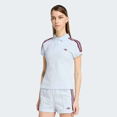 ADIDAS ORIGINALS 3-Stripes Polo Crystal Sky / Maroon WOMEN