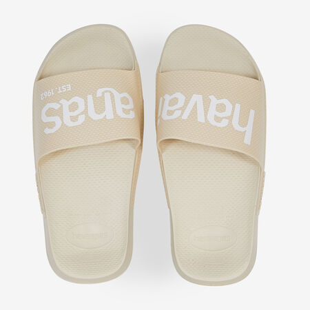 HAVAIANAS SLIDE CLASSIC LOGOMANIA BEIGE FEMME