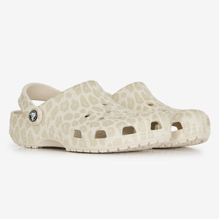 CROCS CLASSIC CLOG LEOPARD WHITE/BEIGE WOMEN