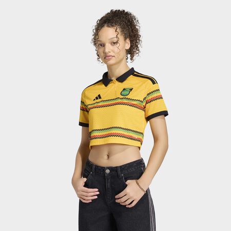 ADIDAS ORIGINALS Jamaica 26 x Bob Marley Home Cropped Jersey Bold Gold WOMEN