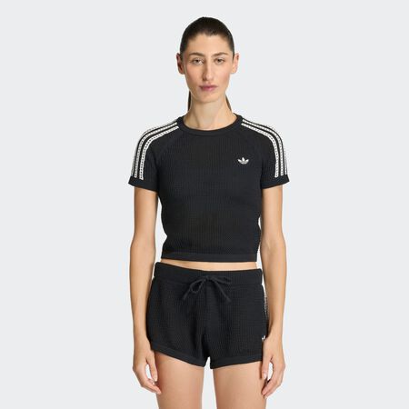 ADIDAS ORIGINALS T-SHIRT KNITTED CROCHET CALI Black FEMME