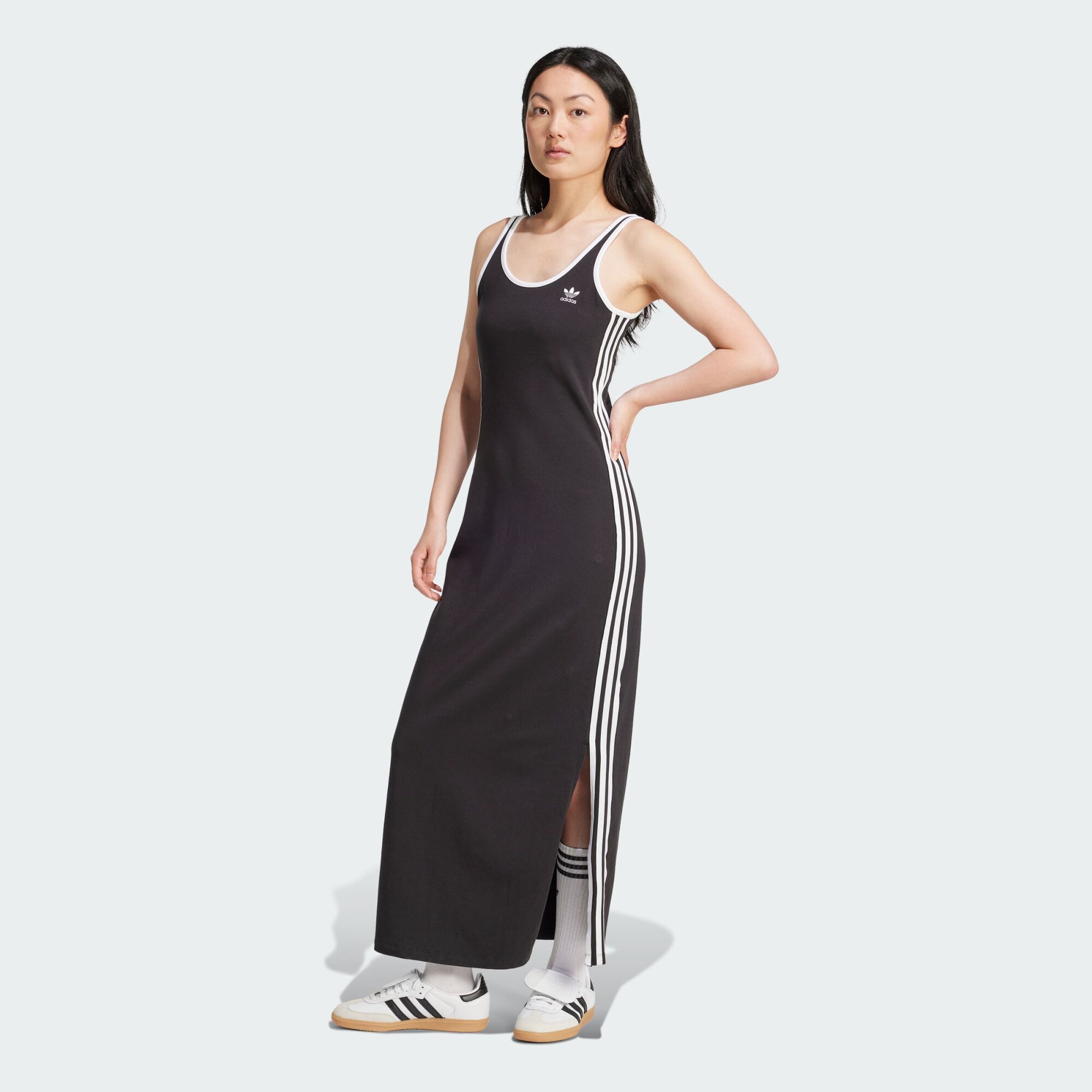 ADIDAS ORIGINALS Adicolor 3-Stripes Tank Maxi Dress Black White