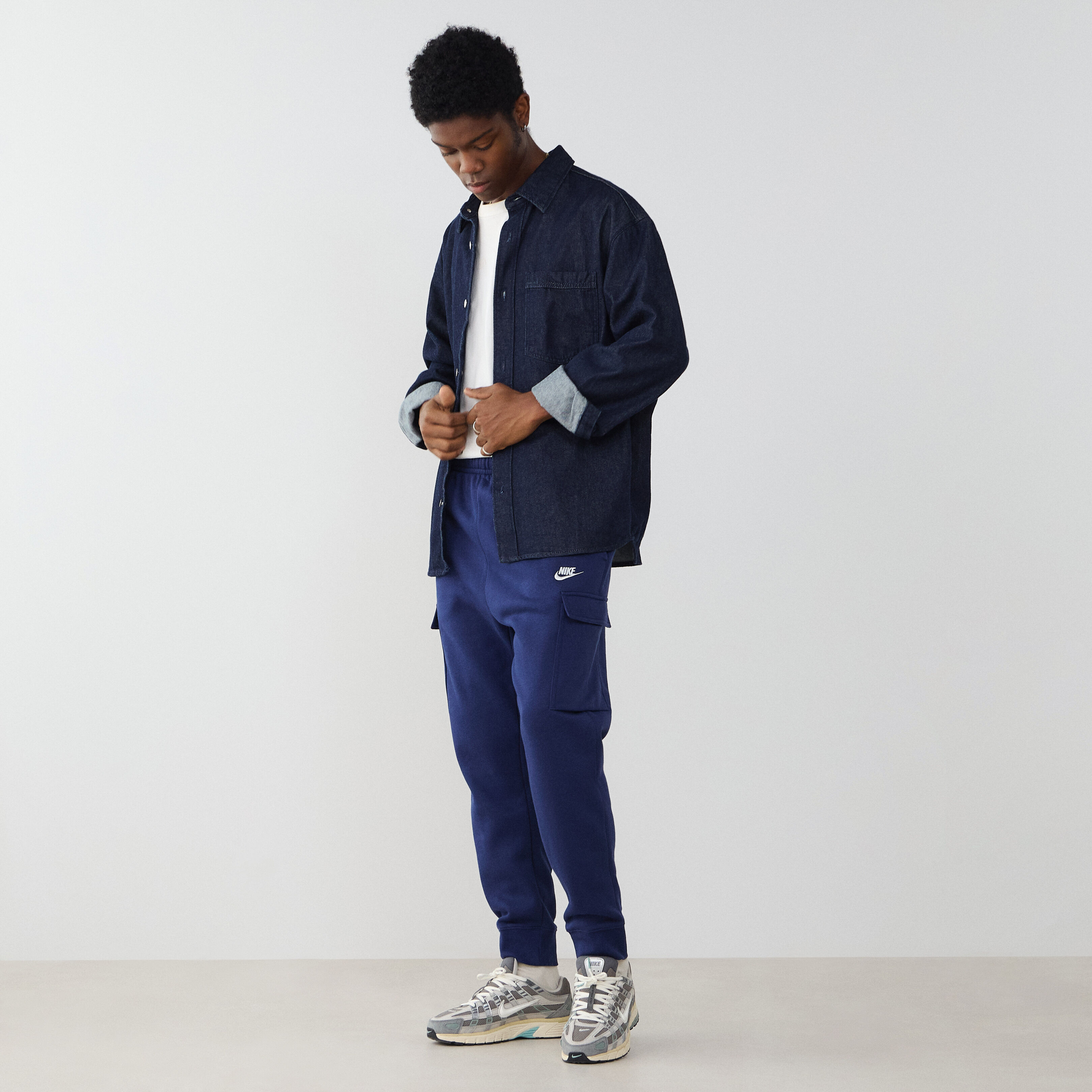 Pant Cargo Club  Marine/blanc