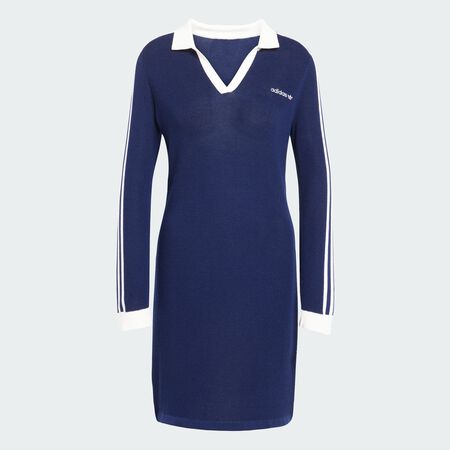 ADIDAS ORIGINALS Knitted Polo Dress Night Indigo / Off White WOMEN