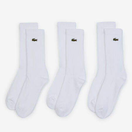 LACOSTE CHAUSSETTES X3 CREW LOGO BLANC HOMME