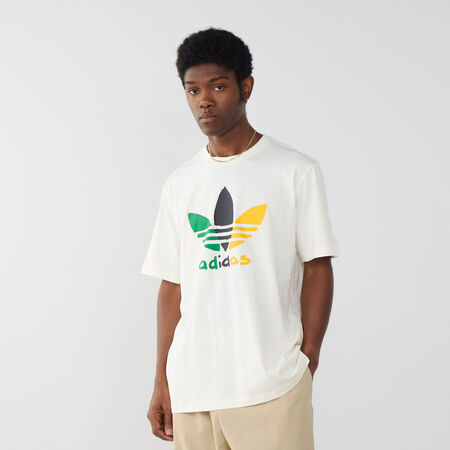 ADIDAS ORIGINALS TEE SHIRT GRAPHIC TREEFOIL BEIGE/GREEN MEN