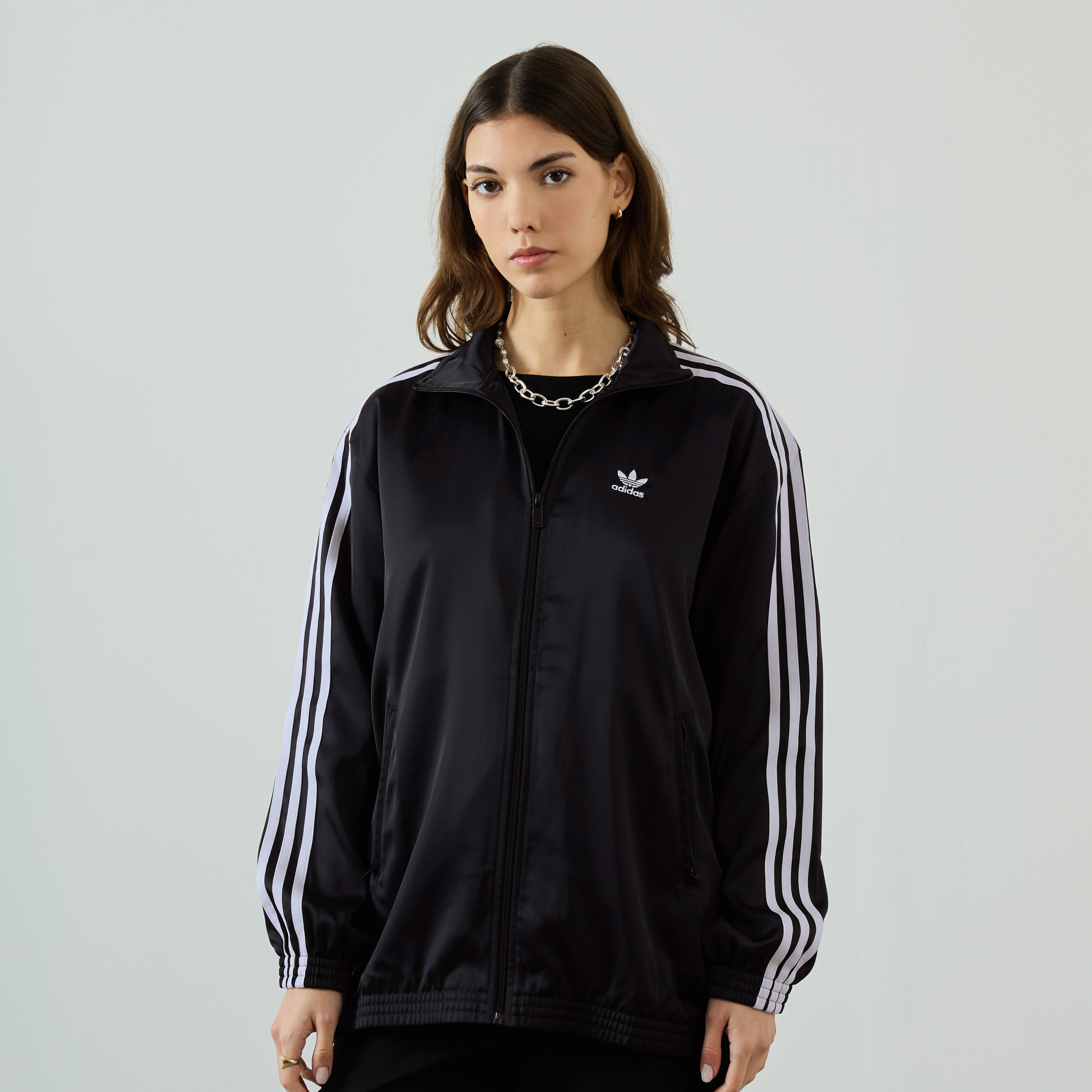 ADIDAS ORIGINALS JACKET FZ FIREBIRD SATIN OVERSIZE BLACK JACKETS